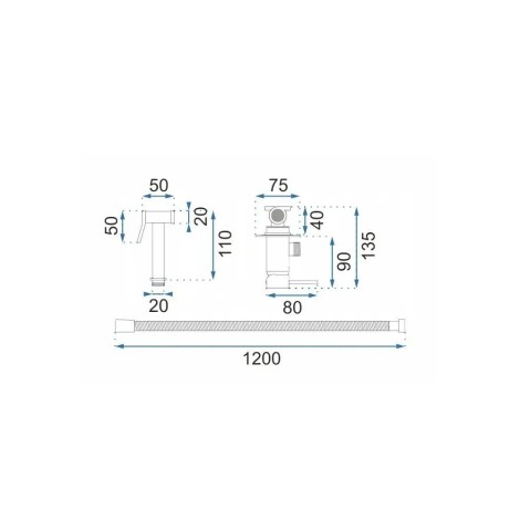 Rea Loop Lungo bateria bidetowa czarna metaliczna