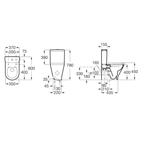 Roca Gap Round miska WC do kompaktu, przyścienna