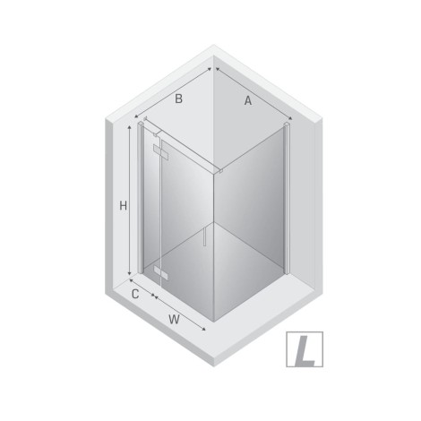 New Trendy New Renoma kabina black kwadratowa lewa90X90X195cm