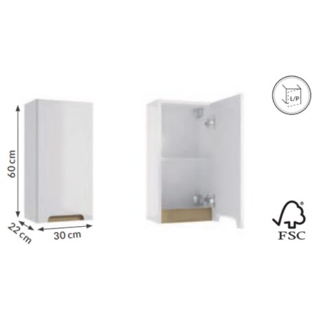 Defra Stilla/Gamma szafka wisząca biała 30x60x22.