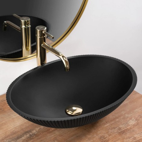 Rea Della Black umywalka nablatowa 51x37
