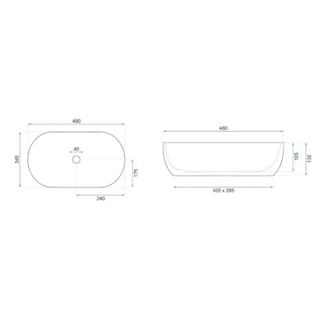 Rea Amelia wood mat umywalka nablatowa 480x345x135 mm