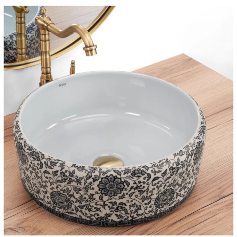 Rea Florisa umywalka nablatowa wzorzysta okragła
