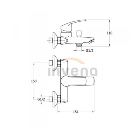 Invena Malta bateria wannowa chrom-1