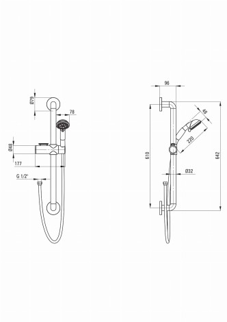 Deante Vital Zestaw prysznicowy 3-funkcyjny - 2w1 NIV_051K