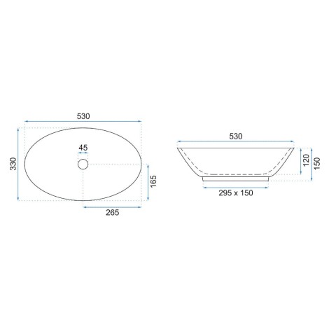 Rea Pamela aiax shiny umywalka nablatowa 53x33