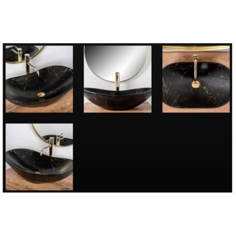 Rea Royal Marble Black umywalka nablatowa 62x36cm - szczegół