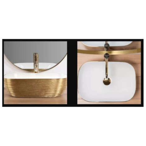 Rea Belinda Brush Gold/White umywalka nablatowa 46,5x33cm - szczegół