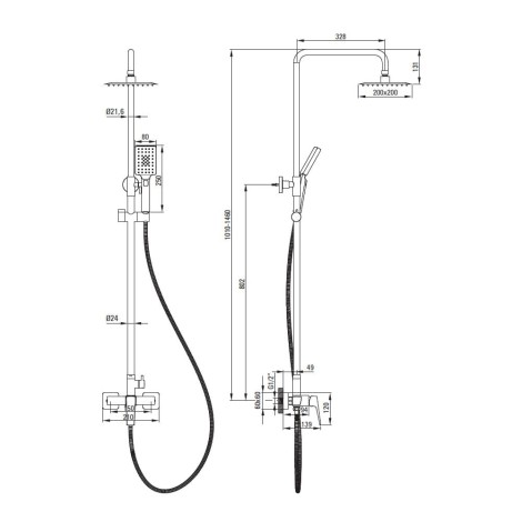 Deante Blur deszczownia z baterią mieszaczową chrom