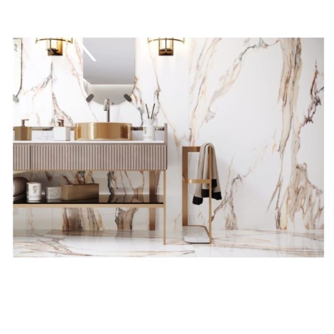 Cerrad Calacatta Gold połysk płytka gresowa cokół 59,7x8x0,8 cm