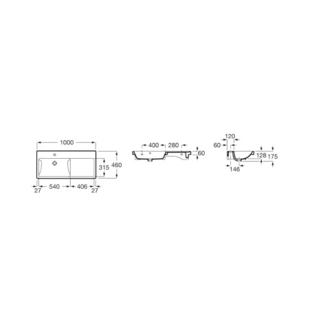 Roca Unik/Gap umywalka meblowa asymetryczna 100x46cm lewa