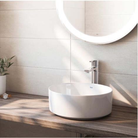 Roca Inspira round umywalka nablatowa cienkościenna 370 x 370 x 140 mm supraglaze biała