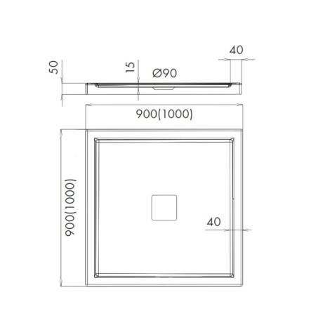 Schedline Erida brodzik prostokątny 80x100cm-rysunek techniczny