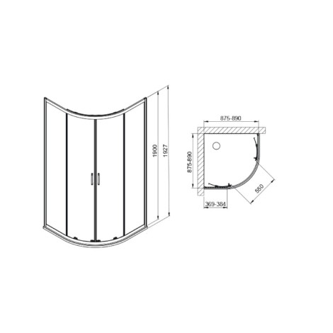 Sanplast KP4//Fris kabina narożna półokrągła chrom + brodzik 90cm