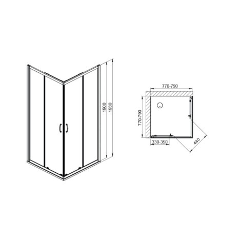 Sanplast Fris-M kabina narożna kwadratowa chrom + brodzik 80x80cm