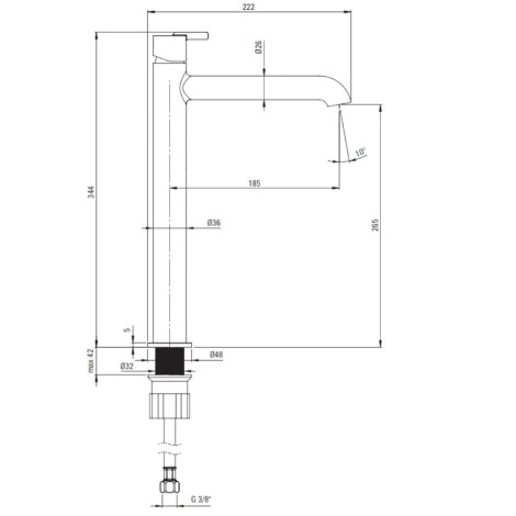 Deante Silia bateria umywalkowa z podwyższonym korpusem stal
