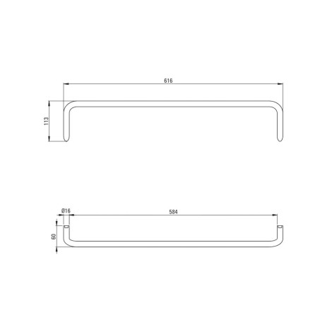 Ceante Silia wieszak na ręcznik ścienny 615mm stal szczotkowana