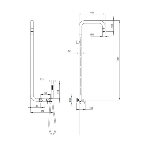 Deante Silia deszczownia z baterią natryskową nero