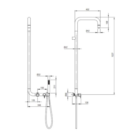 Deante Silia bateria prysznicowa z deszczownicą bianco.