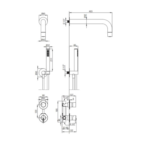 Deante Silia deszczownia zestaw podtynkowy z główką prysznicową złoto szczotkowane