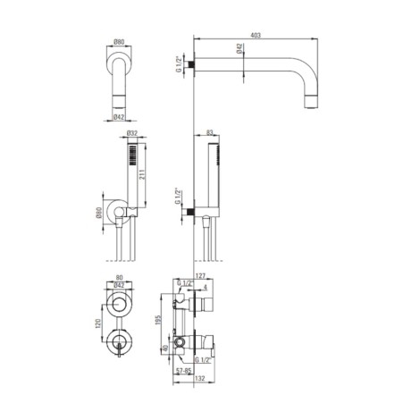 Deante Silia deszczownia zestaw podtynkowy z główką prysznicową nero