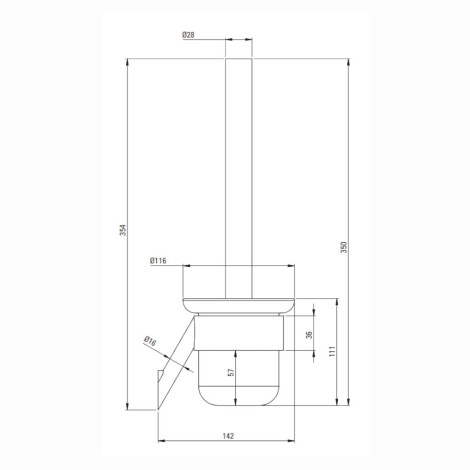 Deante Silia szczotka wc z pojemnikiem wiszącza chrom