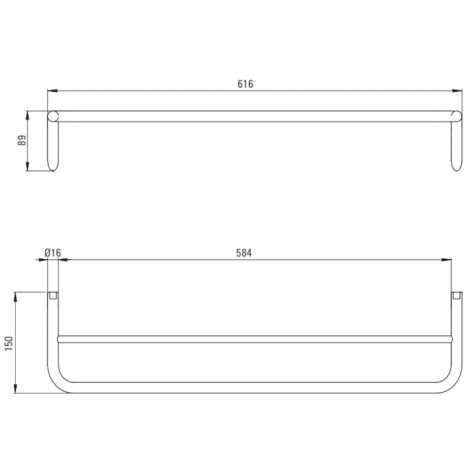 Deante Silia wieszak na ręcznik podwójny, titanium