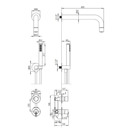 Deante Silia zestaw prysznicowy podtynkowy z główką prysznicową chrom.