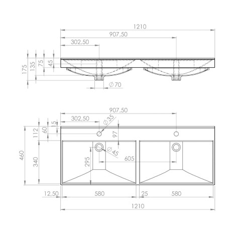 Elita Maxxi Duo umywalka meblowa 120 cm biała