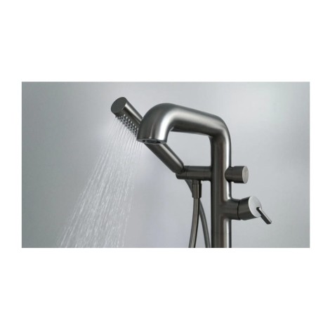 Deante Silia  bateria wannowa wolnostojąca z kompletem natryskowym  titanium