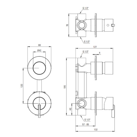 Deante Silia bateria natryskowa podtynkowa z przełącznikiem natrysku stal