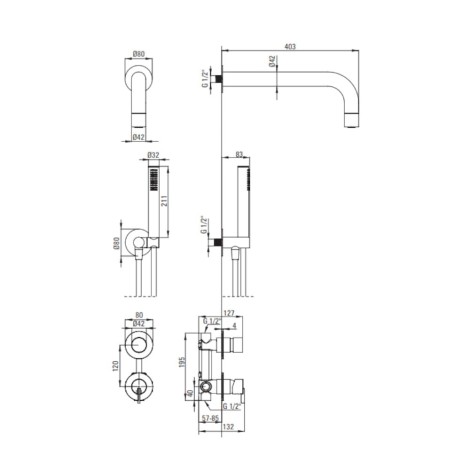 Deante Silia zestaw prysznicowy podtynkowy z główką prysznicową bianco.