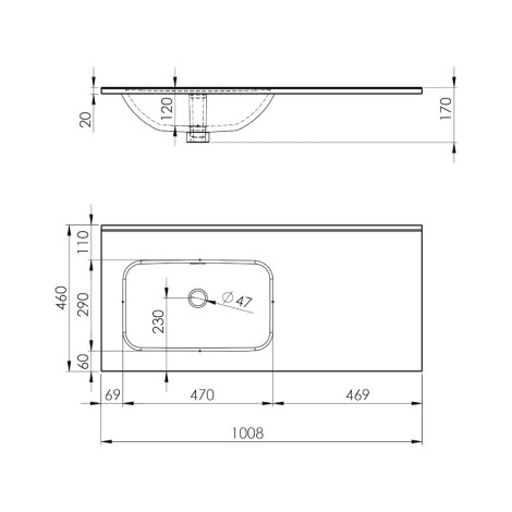 Elita Skappa umywalka meblowa lewa bez otworu 100x46cm biała