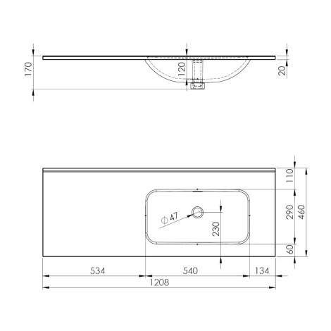 Elita Skappa umywalka meblowa prawa bez otworu 120x46cm biała