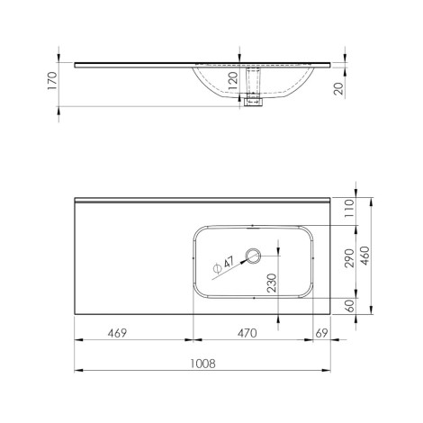 Elita Skappa umywalka meblowa prawa bez otworu 100x46cm biała