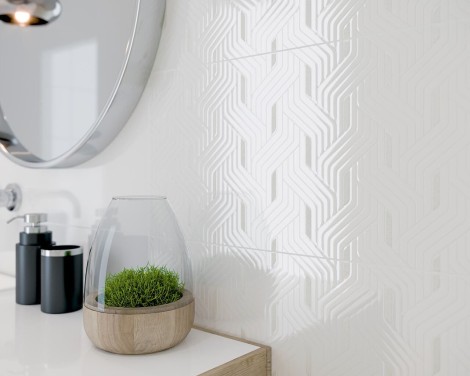 Paradyż Synergy bianco inserto płytka ścienna 30 x 60 cm - aranżacja.