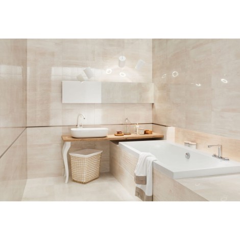 Tubądzin Dekor Shine Concrete light płytka ścienna 29,8x59,8 - aranżacja.