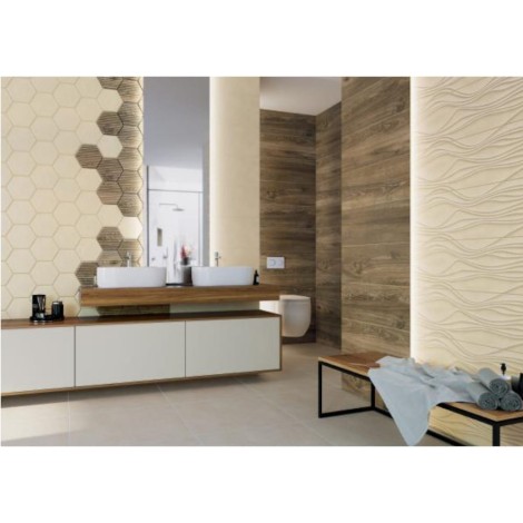 Paradyż Serene beige płytka ścienna 25 x 75 cm - aranżacja.