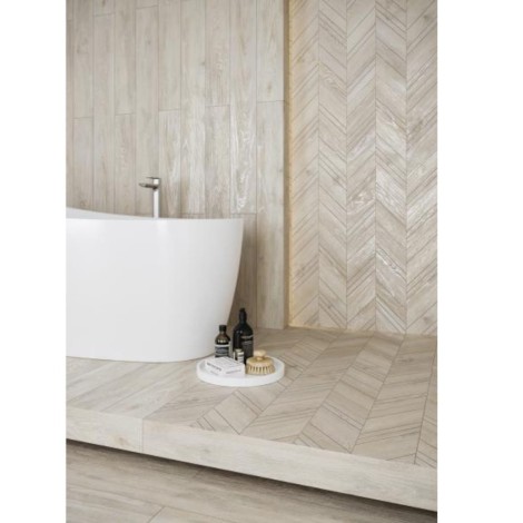 Paradyż Wildland light dekor chevron prawy płytka gresowa 14,8 x 88,8 cm - aranżacja.