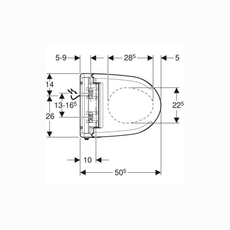 Geberit Aquaclean 4000 deska sedesowa biała - rysunek techniczny.
