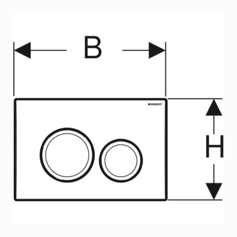Geberit Delta 20 przycisk spłukujący chrom - rysunek techniczny.