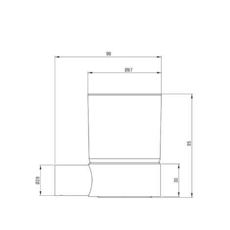Deante Round kubek ścienny chrom - rysunek techniczny.
