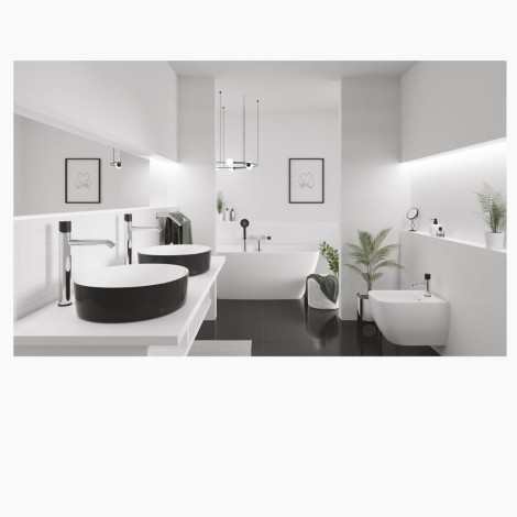 Kuchinox Peros bateria umywalkowa nablatowa z korkirm klik-klak chrom/czarna