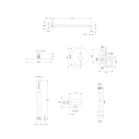 Omnires Y system prysznicowy podtynkowy złoto szczotkowane