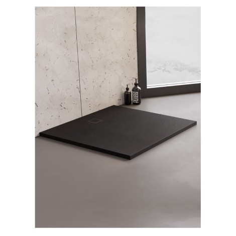 New Trendy Mori brodzik konglomeratowy kwadratowy czarny 90x90x3,5 cm