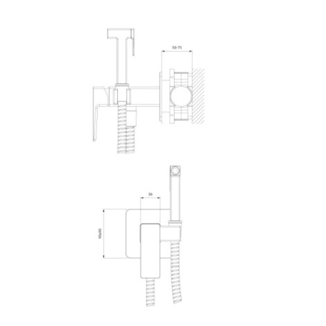 Omnires Parma system bidetowy podtynkowy - rysunek techniczny