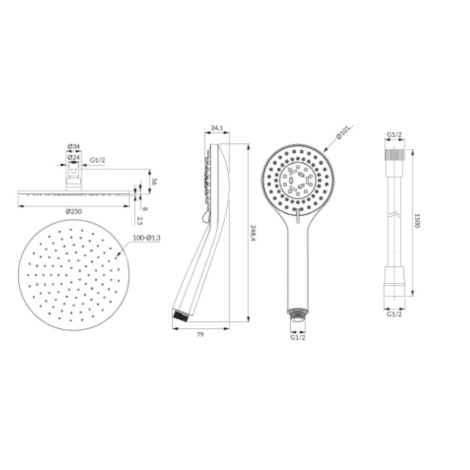 Omnires Termostatyczny system prysznicowy natynkowy Y BL