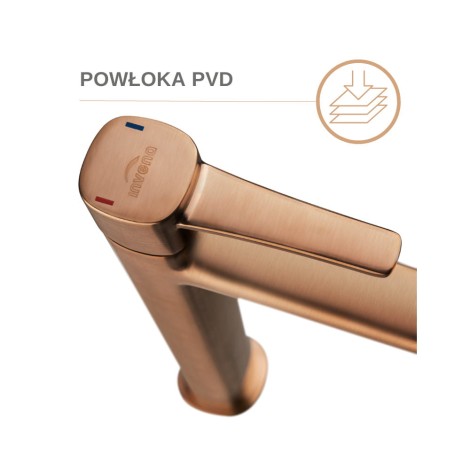 Invena Glamour bateria umywalkowa wysoka miedź