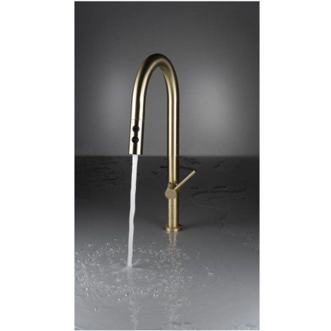 Deante Olfato bateria zlewozmywakowa z wyciąganą słuchawką złoto szczotkowane 3