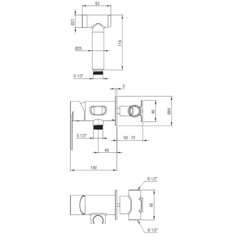 Deante Alpinia bateria bidetowa podtynkowa złota